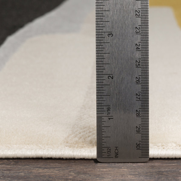 Wade Logan® Dimond Striped Area Rug in Mustard/Gray/Beige & Reviews